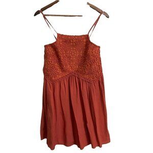 Live To Be Spoiled Womens Orange Crochet Square Neck Bohemian Mini Dress Medium